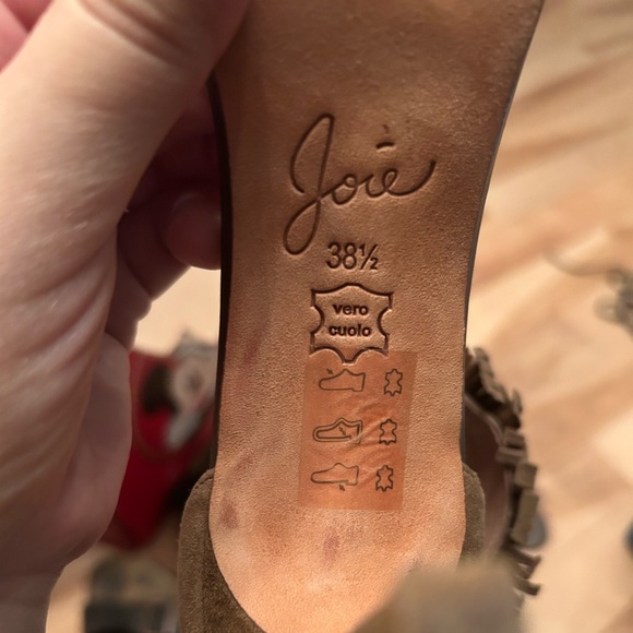 Joie Alex fringe leather heeled sandals 38 1/2 - Picture 8 of 9